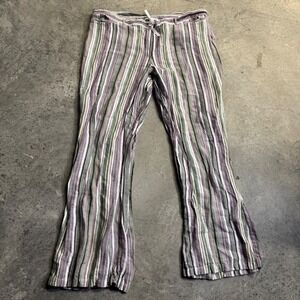 Lane Bryant Women's Colorful Striped Wide Leg Linen Pants Sz 18/20 Boho Nautical